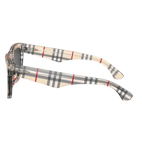 Burberry BE 4431U 412287 Vintage Check Plastic Square Sunglasses Grey Lens